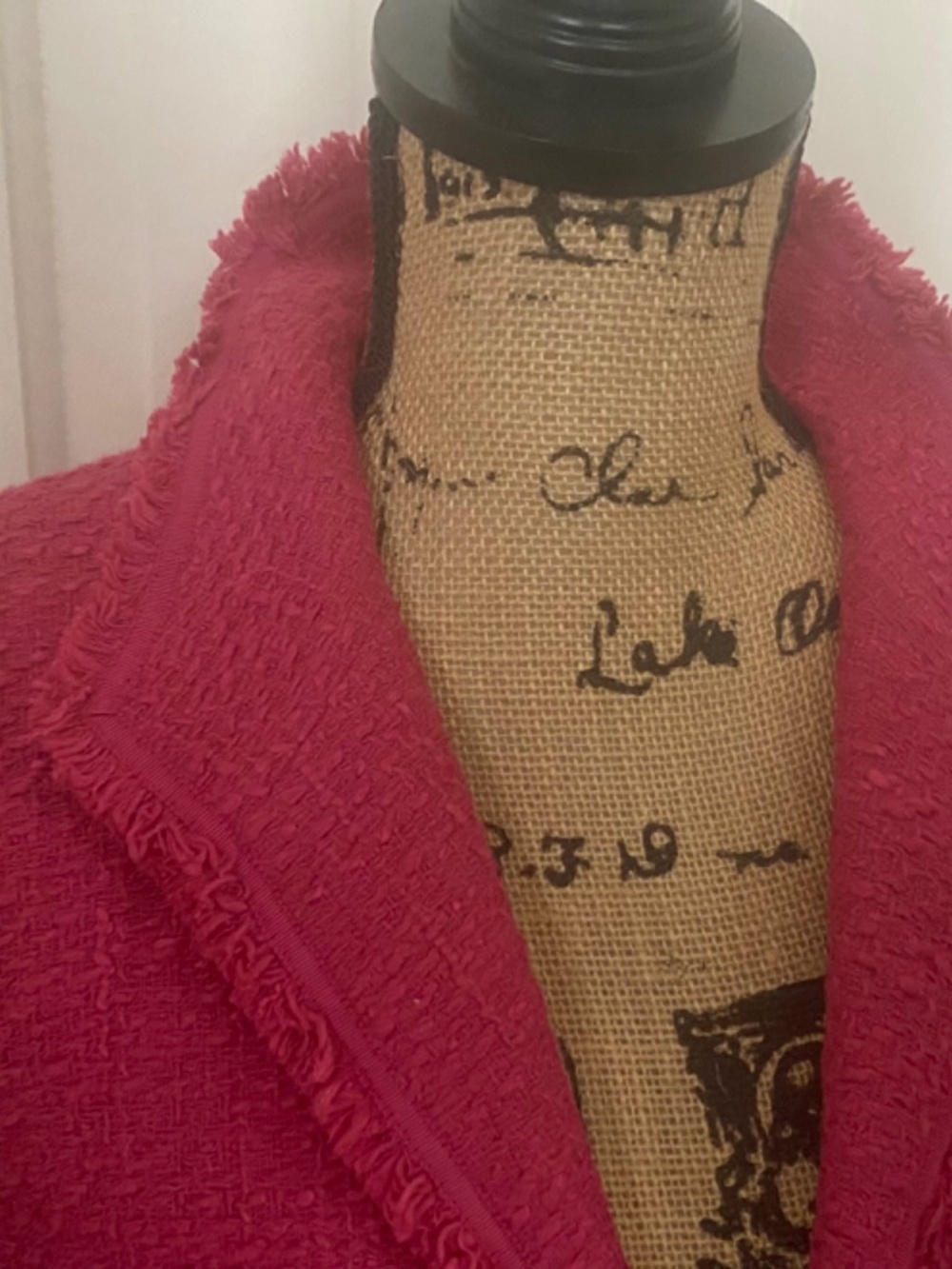 Sigrid Olsen Pink Blazer. Jacket with Fringed Lapel, Sleeves, and Hem. S 10-12 - Picture 5 of 11